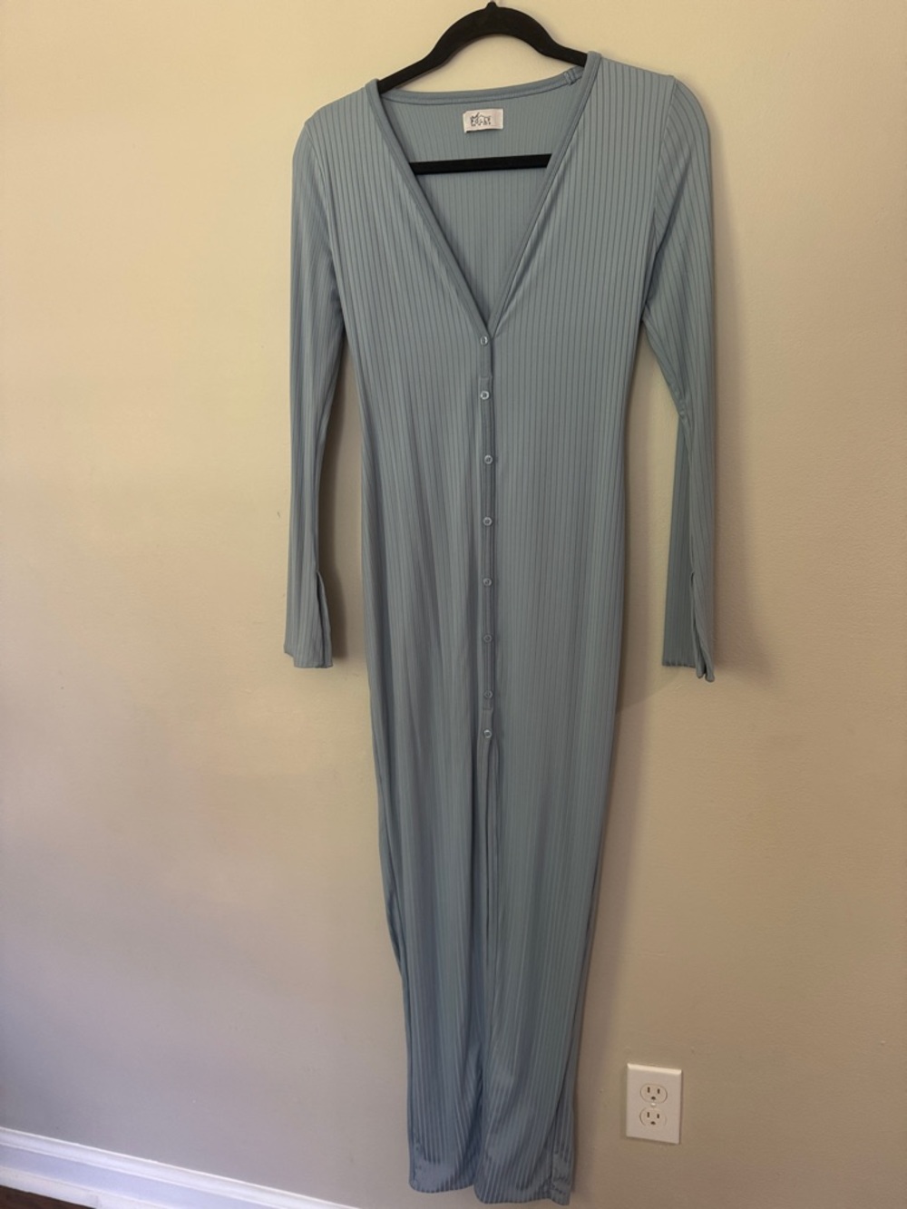 Oh Polly Light Blue Ribbed Maxi Dress